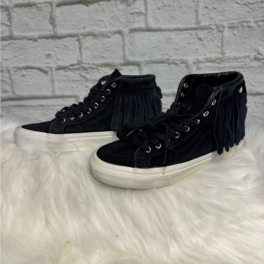 Vans Black High-Top Fringe Sneakers
